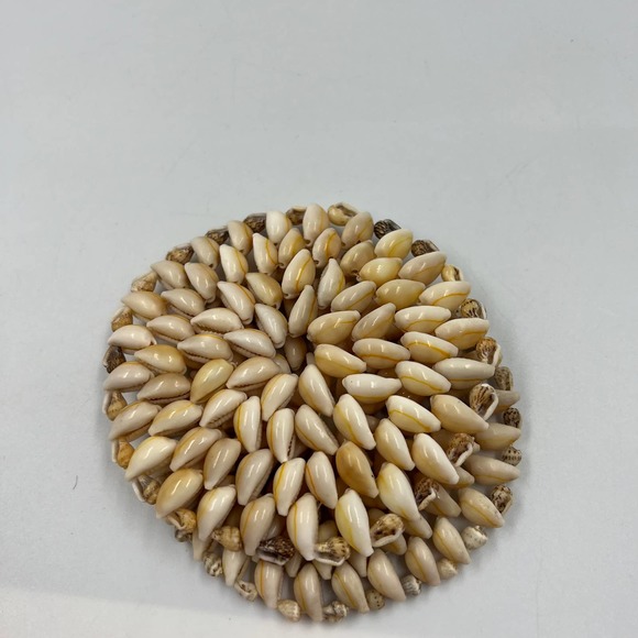 Vintage Cowrie Sea Shell Coasters 2 Piece Set Beach Decor Boho Cottage Core - Picture 7 of 8